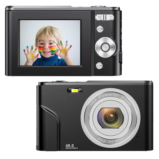 Digitalkamera med 48 MP, HD 1080p och 16x Zoom