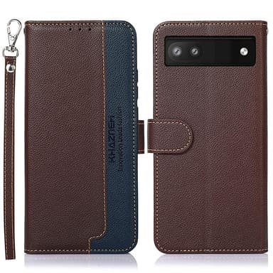 KHAZNEH Plånboksfodral till Google Pixel 6a - Brun/Blå