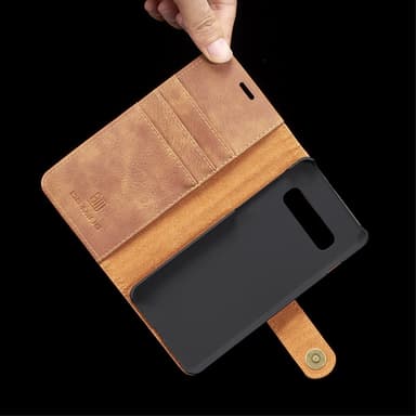 DG.MING Samsung Galaxy S10+ Split Läder Plånboksfodral - Brun
