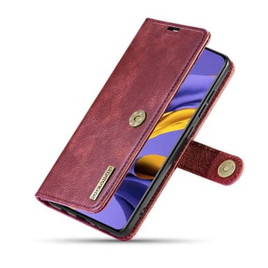 DG.MING Samsung Galaxy A71 Split Läder Plånboksfodral - Röd