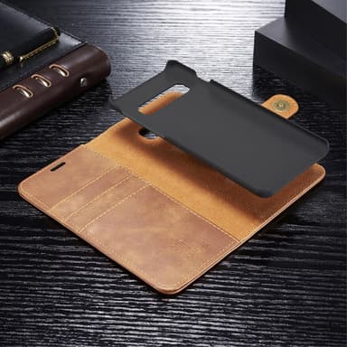 DG.MING Samsung Galaxy S10+ Split Läder Plånboksfodral - Brun