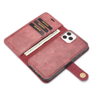 DG.MING iPhone 12 Pro Max Split Läder Plånboksfodral - Röd
