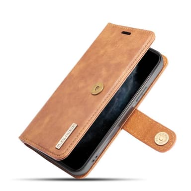 DG.MING iPhone 12 / 12 Pro Split Läder Plånboksfodral - Brun