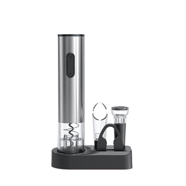 Elektrisk vinflasköppnare set Silver