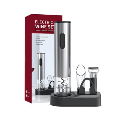 Elektrisk vinflasköppnare set Silver