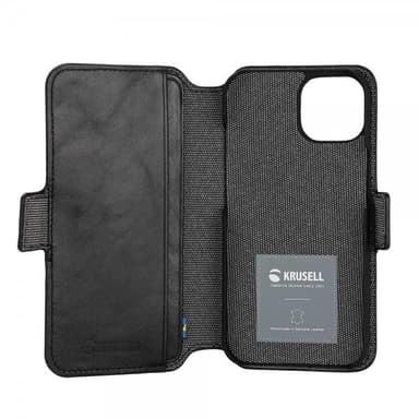 Krusell iPhone 14 Plus Fodral Leather PhoneWallet Svart