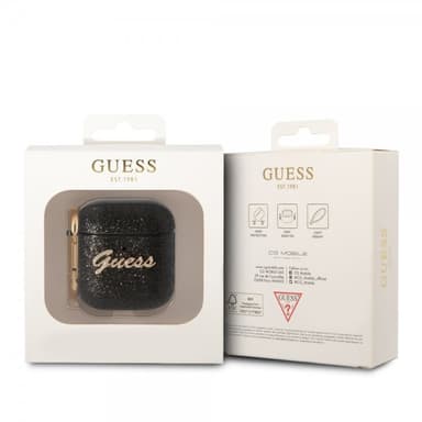 Guess AirPods 1/2 Skal Glitter Flakes Svart