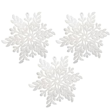 Glitter Christmas Snowflake Ornament 3-pack Vit
