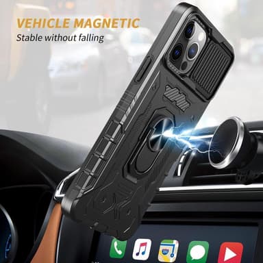 iPhone 14 Pro Max Hybridskal med FingerRing & kameraskydd + härdat glas