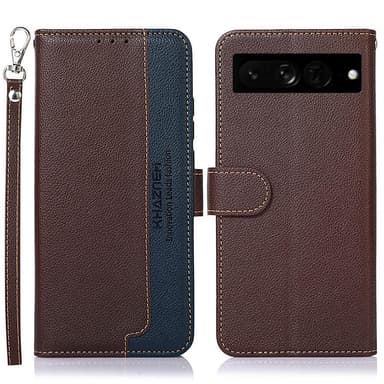 KHAZNEH Plånboksfodral till Google Pixel 7 Pro - Brun/Blå