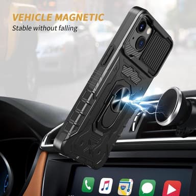 iPhone 14 Plus Hybridskal med FingerRing & kameraskydd + härdat glas
