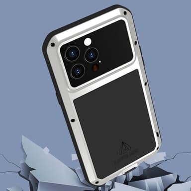 iPhone 14 Pro LOVE MEI Kraftfullt stötsäkert fodral metall+silikon härdat glas
