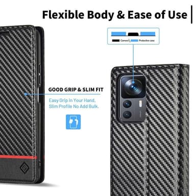 LC.IMEEKE Wallet Case till Xiaomi 12T / 12T Pro - Svart