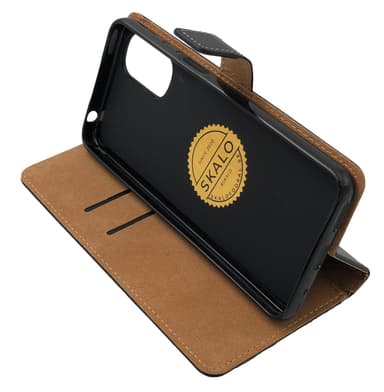 SKALO Motorola Moto E32/E32s Plånboksfodral Äkta Skinn - Brun