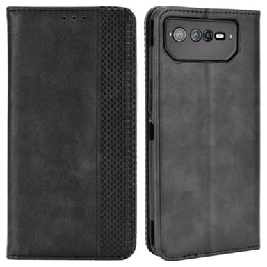 SKALO Asus ROG Phone 6/6Pro/6D/6D Ultimate 5G Embossed Premium Plånboksfodral - Svart