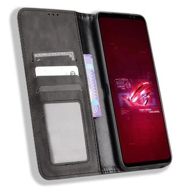 SKALO Asus ROG Phone 6/6Pro/6D/6D Ultimate 5G Embossed Premium Plånboksfodral - Svart
