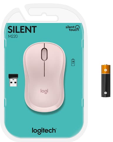 Logitech M220 Silent trådlös mus (rosé)