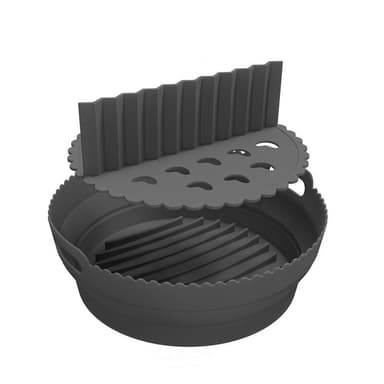 Hopfällbar rund Air Fryer silikonform med avdelare Svart