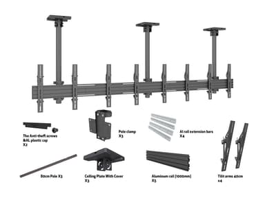 Multibrackets 3958 fäste för skyltningsskärm 165,1 cm (65") Svart