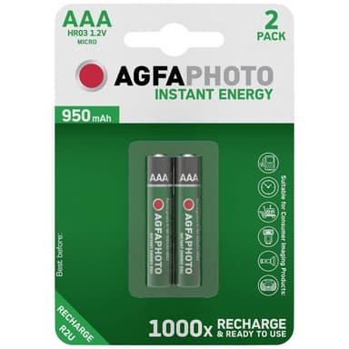 AgfaPhoto HR03 Laddbart batteri AAA (R03) NiMH 950 mAh
