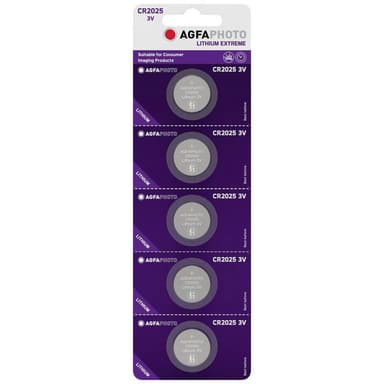AgfaPhoto Knappcell CR 2025 Litium 3 V 5 st