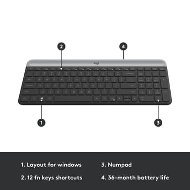 Logitech MK470 Slim Combo mus och tangentbord (grafit)
