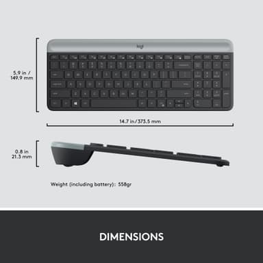 Logitech MK470 Slim Combo mus och tangentbord (grafit)