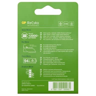 ReCyko Laddningsbara AAA-batterier 950mAh 4-p