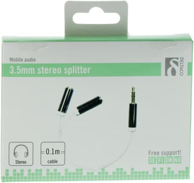 3.5mm male to 2x3.5mm female, 0.1m, white