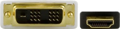 DELTACO HDMI till DVI-kabel, Full HD i 60Hz, 1m, svart/vit