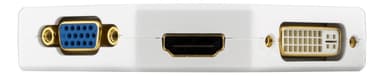 DELTACO DisplayPort till DVI-D/HDMI/VGA adapter, 0,2m, vit