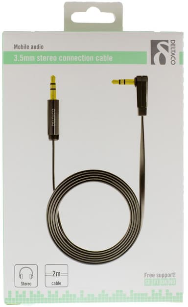 Audio cable, angled 3.5mm male - 3.5mm male, 2m, black