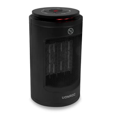 VONROC Elektrisk värmefläkt – 1200W – keramisk – svart | roterationsfunktion