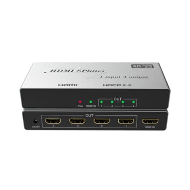 HDMI Splitter 1 in 4 Out 4K   60Hz Svart