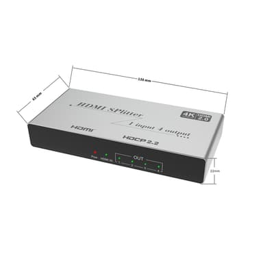HDMI Splitter 1 in 4 Out 4K   60Hz Svart