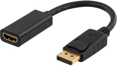 DELTACO DisplayPort till HDMI-adapter med ljud, 4K, 0,2m, svart