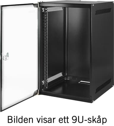 TOTEN, 10"" väggskåp, 4U, 280x310, glasdörr, omonterad, svart