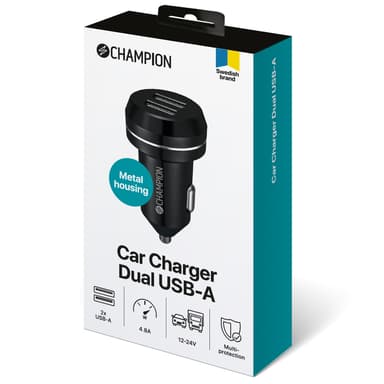 Champion Billaddare 24W 2-Port Svart