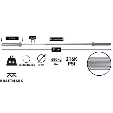 Kraftmark Internationell Skivstång 50 mm CF 15 kg 3.0, Skivstång