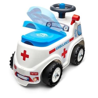 Falk Ambulance ride-on med förvaringsutrymme, ratt och tuta