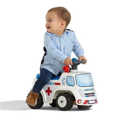 Falk Ambulance ride-on med förvaringsutrymme, ratt och tuta