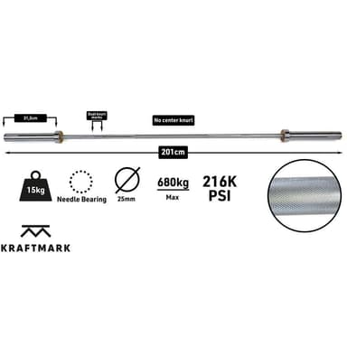 Kraftmark Internationell Skivstång 50 Mm Cf Basic 15 kg, Skivstång