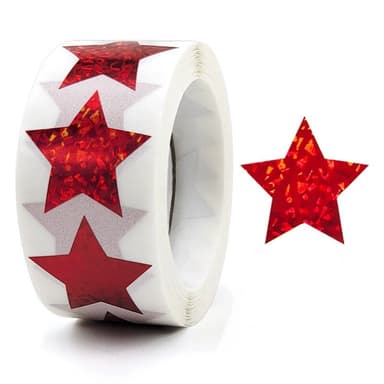 Glitter Star Stickers New Year Christmas 500-Piece Röd