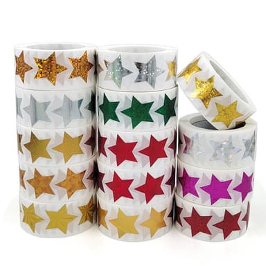 Glitter Star Stickers New Year Christmas 500-Piece Röd