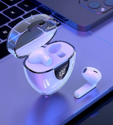 Brusreducerande trådlösa hörlurar Bluetooth 5.3 RGB Vit