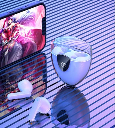 Brusreducerande trådlösa hörlurar Bluetooth 5.3 RGB Vit