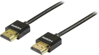 DELTACO tunn HDMI-kabel, HDMI High Speed with Ethernet, 3m, svart