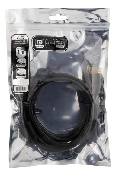 DELTACO PRME DisplayPort monitorkabel, Ultra HD i 60Hz, 1m, svart