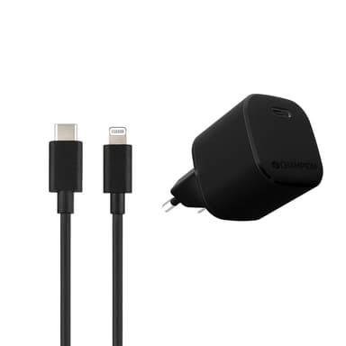 Champion Laddare 20W + USB-C till Lightning Kabel Svart