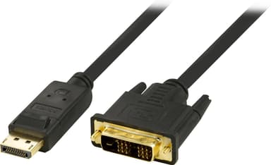 DELTACO DisplayPort till DVI monitorkabel, 20-pin ha - ha 1m, svart